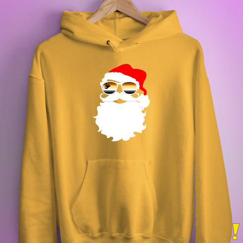 Santa Claus Gay Bear Pride Flag Sunglasses Hoodie - Mustard